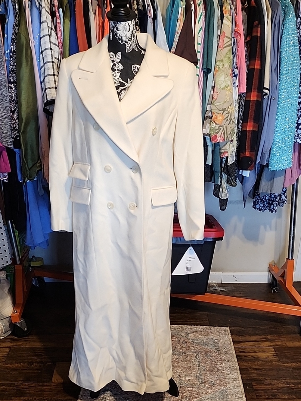 Marvin Richards Double-Breasted Long Trench Coat - Cream